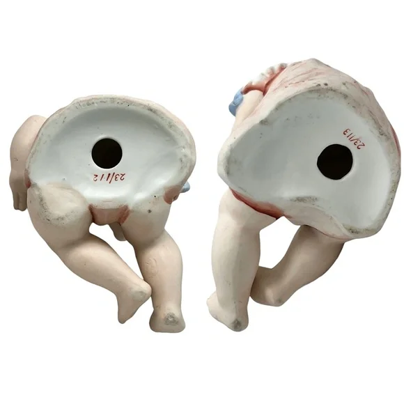 VINTAGE HOMCO OF JAPAN BISQUE PORCELAIN PIANO BABIES - SET OF 2